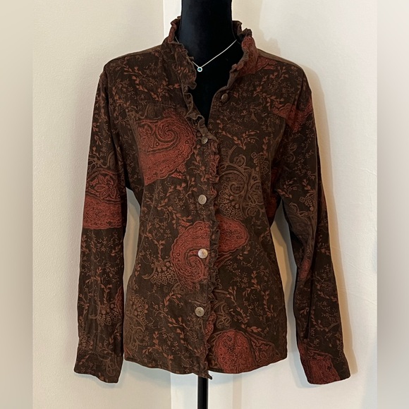 krazy kat Jackets & Blazers - Y2K Krazy Kat Corduroy Jacket Shirt Sz 2X ruffle collar Dark Academia Twee